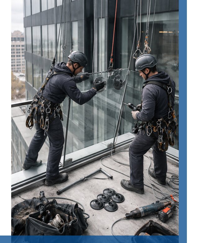 Монтаж стеклянных ограждений в Кизляре от 2540 р. | ВЫСОТНИК-Кзр