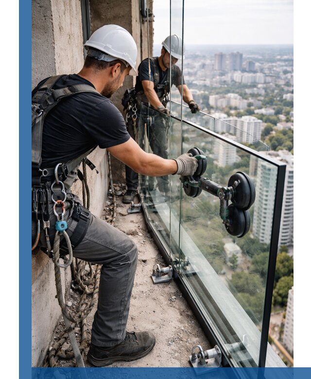Монтаж стеклянных ограждений под ключ с гарантией в Кизляре