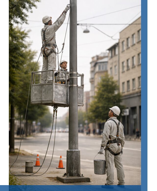 Покраска опор освещения в Кизляре от 5081 р. | ВЫСОТНИК-Кзр