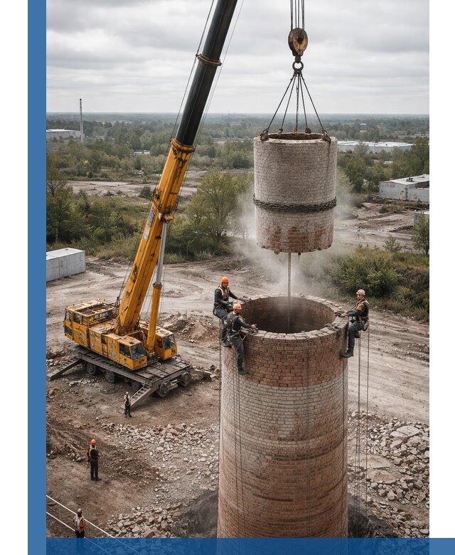 Демонтаж дымовой трубы в Кизляре с гарантиями безопасности