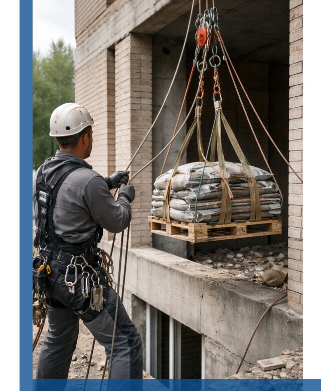 Подъем материалов на этаж веревками в Кизляре оперативно