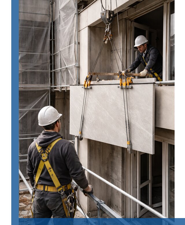 Подъем керамогранита на этаж в Кизляре грузчиками и техникой