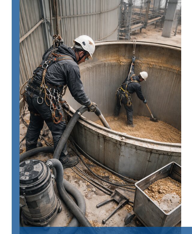 Профессиональная чистка зерновых бункеров в Кизляре с выездом