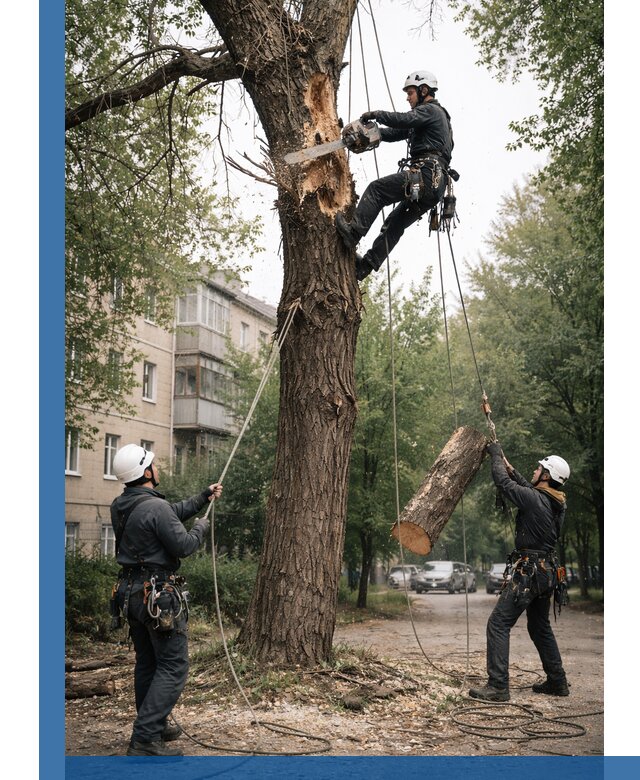 Срочное удаление аварийных деревьев в Кизляре с гарантией безопасности