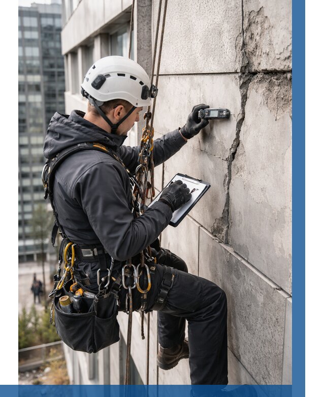 Обследование фасада альпинистами в Кизляре от 122 р. | ВЫСОТНИК-Кзр