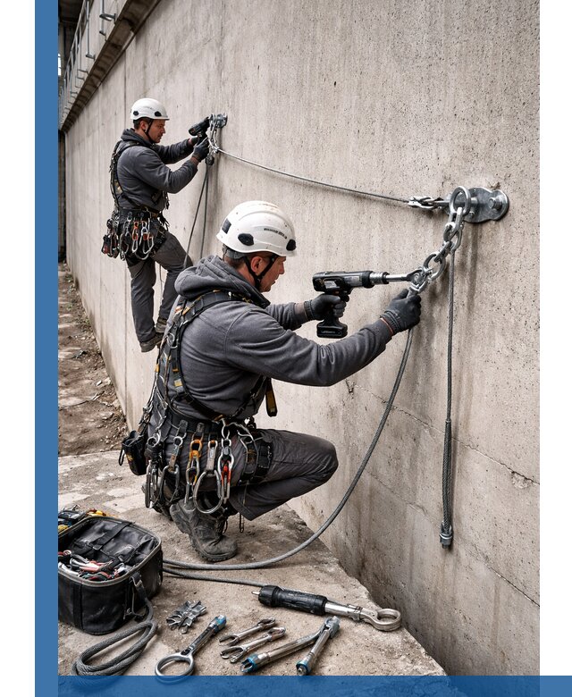 Монтаж анкерных линий высотной безопасности в Кизляре