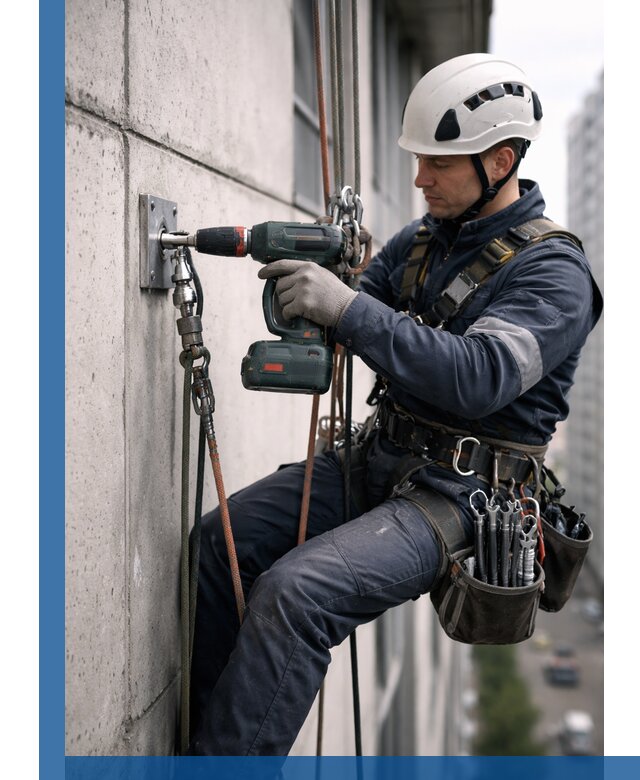 Установка анкерных точек для высотных работ в Кизляре